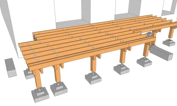 Konstruktion der Fundamente der Treppe