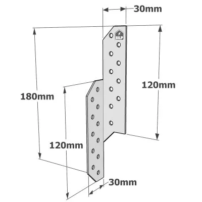 RECHTER Sparrenpfettenanker - 30x200x2mm - Réf. PSG180/30/1.5