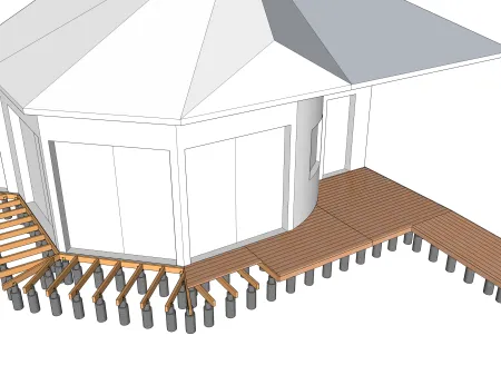 Holzterrasse auf gemauerten Sockel