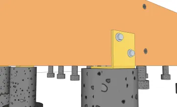 Details der Befestigung der Lagerhölzer auf Betonsockel