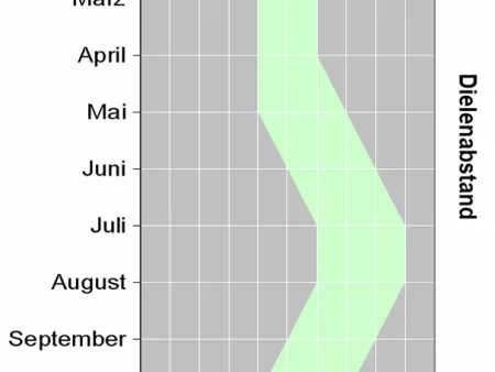 Der Abstand zwischen den Terrassendielen 