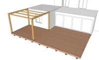 Vorschaubild des Artikels : Holzterrasse auf gemauerten Sockel mit Pergola