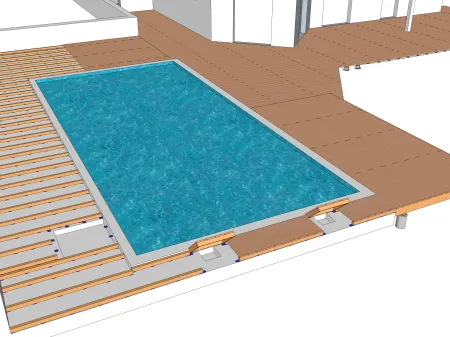 Holzterrasse auf Betonplatten