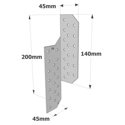 LINKER Sparrenpfettenanker - 45x200x2mm - Réf. PSG200/45/2