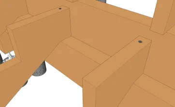 Details der Wangenbefestigungen am Unterzugbalken