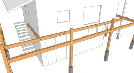 Ansicht der Mauerbalken