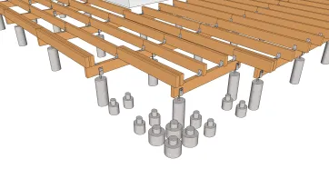 Die Verteilung der Betonsockel der Treppe