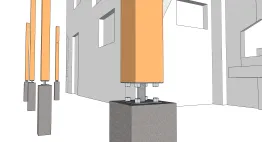 Details von Ständerbefestigungen auf Betonsockel
