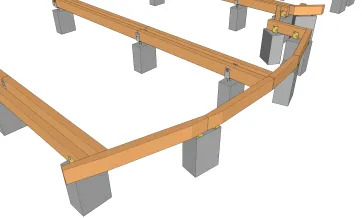 Periphere Unterzugbalken, die die Realisierung der Kurve ermöglichen