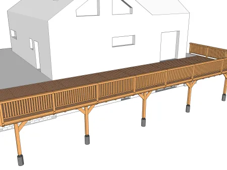 Holzterrasse auf Ständerwerk am Haus