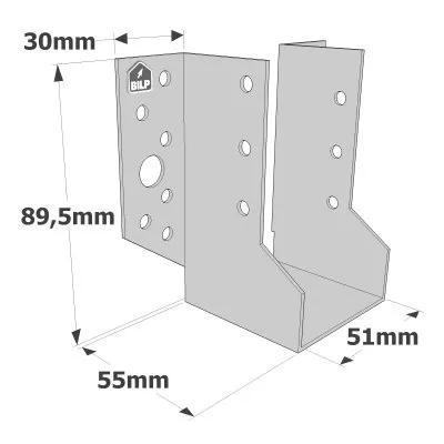 Balkenschuhe mit außenliegenden Schenkeln, SBE ECONOMIC-Serie (Dicke 1,5 mm, Tiefe 55 mm) - Réf. SBE51/90