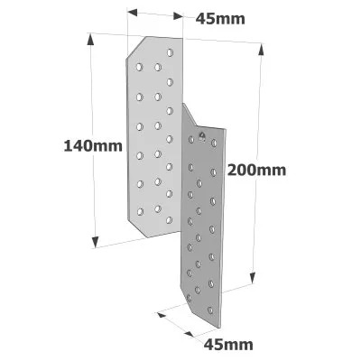 RECHTER Sparrenpfettenanker - 45x200x2mm - Réf. PSD200/45/2