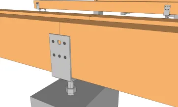 Details der Befestigungen der Unterzugbalken 3