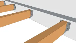 Befestigung der Balken senkrecht zur Fassade