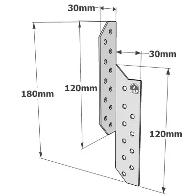 RECHTER Sparrenpfettenanker - 30x200x2mm - Réf. PSD180/30/1.5