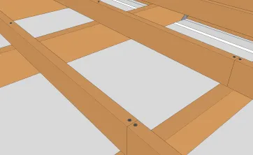 Details der Balkenbefestigungen an Unterzugbalken