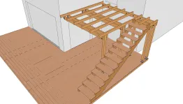 Ansicht der Treppe und der Balken über den Unterzugbalken