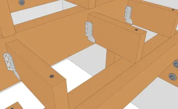 Details der Balkenbefestigungen für die Erstellung der Stufen 2