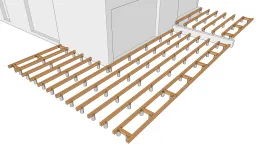 Anordnung der Lagerhölzer auf Betonsockel 1