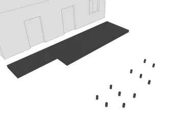 Herstellung der Betonsockel und Nivellierung der Betonplatte