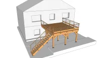 Vorschaubild des Artikels : Rechteckige Holzterrasse auf Ständerwerk mit Treppe