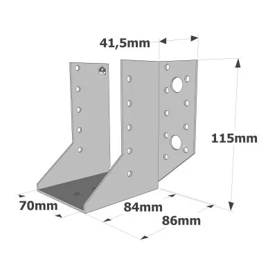 Balkenschuhe mit außenliegenden Schenkeln, SAE CLASSIC-Serie (Dicke 2 mm, Tiefe 84 mm) - Réf. SAE300/70/2