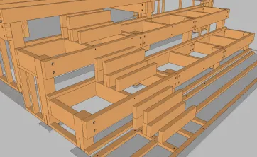 Platzierung der zur Befestigung der Kanten verwendeten Lagerhölzer