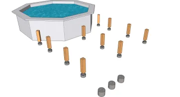 Die Installation der Holzpfosten