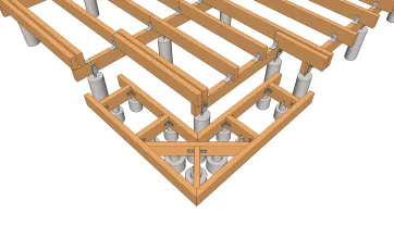 Die Verlegung der Unterzugbalken der Treppe