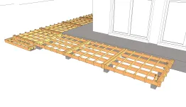 Die Verlegung der Lagerhölzer, die die Terrassendielen und die Verkleidungsbretter aufnehmen1