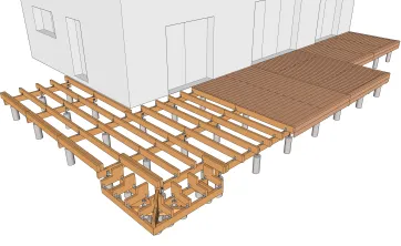 Holzterrasse auf Unterzugbalken