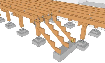 Blick auf die Freiwange der Treppe