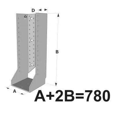 Große Balkenschuhe mit Innenlaschen, GSI CLASSIC-Serie (Dicke 4 mm, Tiefe 110 mm) - Réf. GSI780/4X-AL