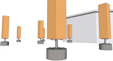 Befestigungsdetails der Pfosten auf den Betonsockel 