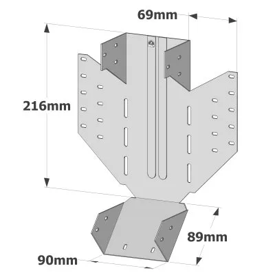 Sparrenkopfverbinder mit einstellbarer Neigung und Ausrichtung - Réf. LSSU216/90