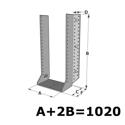 Große Balkenschuhe mit außenliegenden Schenkel, GSE CLASSIC-Sortiment (Dicke 4mm, Tiefe 110mm) - Réf. GSE1020/4X-AL