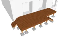 Vorschaubild des Artikels : Holzterrasse auf Ständerwerk, die von zwei Treppen bedient wird