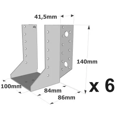 Balkenschuhe mit außenliegenden Schenkeln, SAE CLASSIC-Serie (Dicke 2 mm, Tiefe 84 mm) - Réf. SAE380/100/2_6