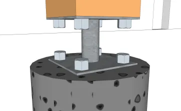Befestigungsdetails der Pfosten auf den Betonsockel