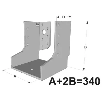Große Balkenschuhe mit innenliegenden Schenkeln, Baureihe GLI ECONOMIC (340 mm breit, 4 mm dick, 90 mm tief) - Réf. GLI340/4X