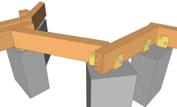 Details der Befestigungen der Unterzugbalken 1