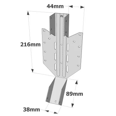 Sparrenkopfverbinder mit einstellbarer Neigung und Ausrichtung - Réf. LSSU216/38
