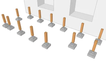 Die Befestigung der Holzstützen