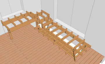 Balkenbefestigung für die Erstellung von Stufen 