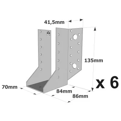 Balkenschuhe mit außenliegenden Schenkeln, SAE CLASSIC-Serie (Dicke 2 mm, Tiefe 84 mm) - Réf. SAE340/70/2_6