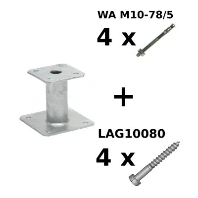 Fester Stützenfuß "fertig zum Befestigen", runder Körper, Höhe : 100 mm - Réf. KIT FIX PPA100