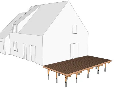 Rechteckige Holzterrasse auf Ständerwerk