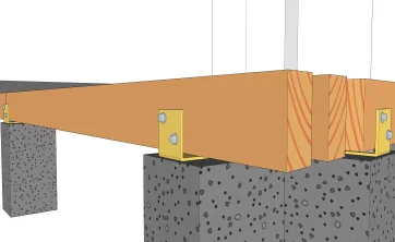 Befestigungsdetails der Unterzugbalken auf den Betonsockel